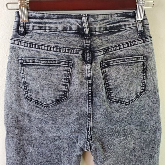 SHEIN Womens Grey Black Acid Wash High-Waisted High Stretch Skinny Jeans - Picture 7 of 10